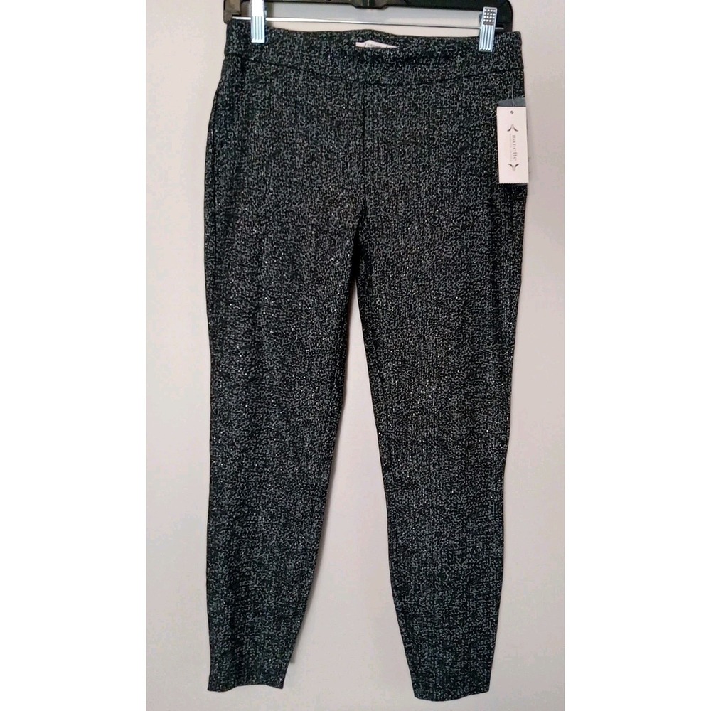 nanette lepore Women Black Grey Silver‎ Stretch Pull On Pants Size S